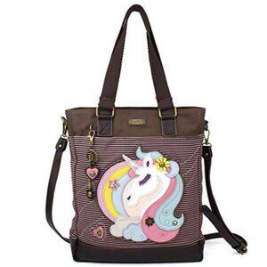 Chala Unicorn Crossbody Tote Bag Vegan Leather With Stripes & Appliqué
